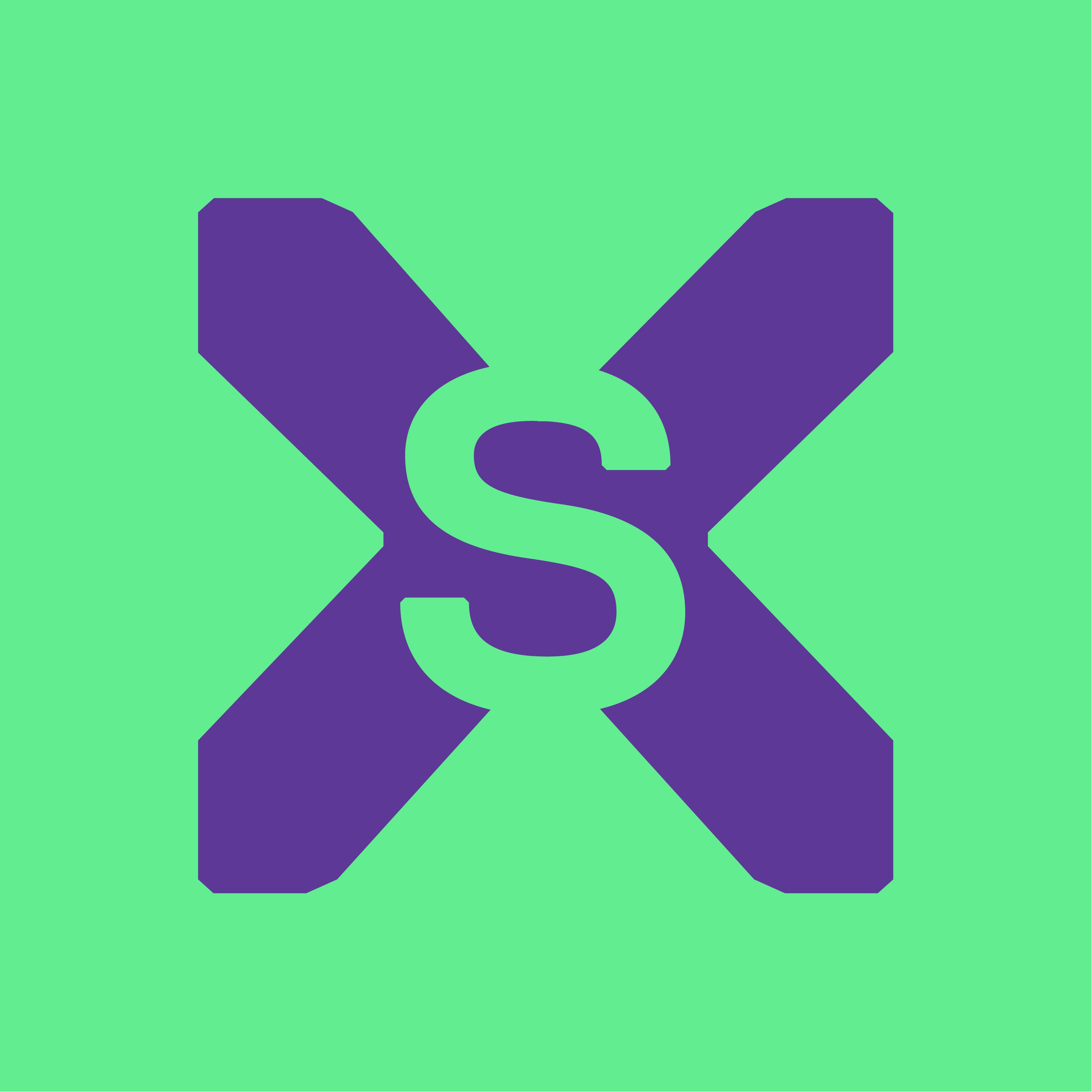 logo of purple cross with 's' cut out against a green background. 